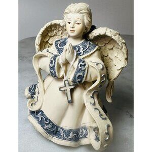 Vtg 2002 Sarahs Angels "Dawn" Figurine Praying Angel Cross GrannyCore BabyCore